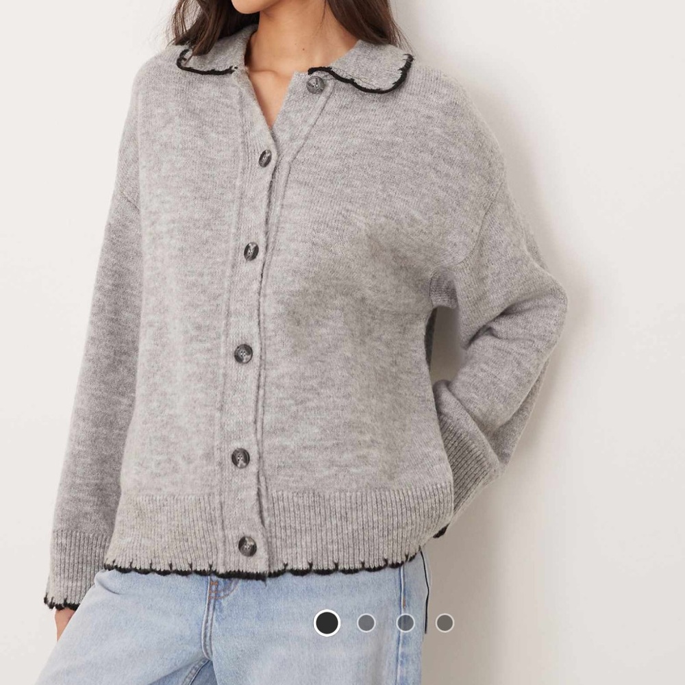 ASOS Gray Cardigan with Black Detailing Small